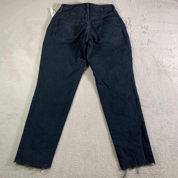 Old Navy Jeans Womens 2 Dark Wash High Rise Curvy OG Straight Distressed Raw Hem - Picture 12 of 14